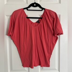 Express Coral Short Sleeve V-Neck Blouse – Soft Drape